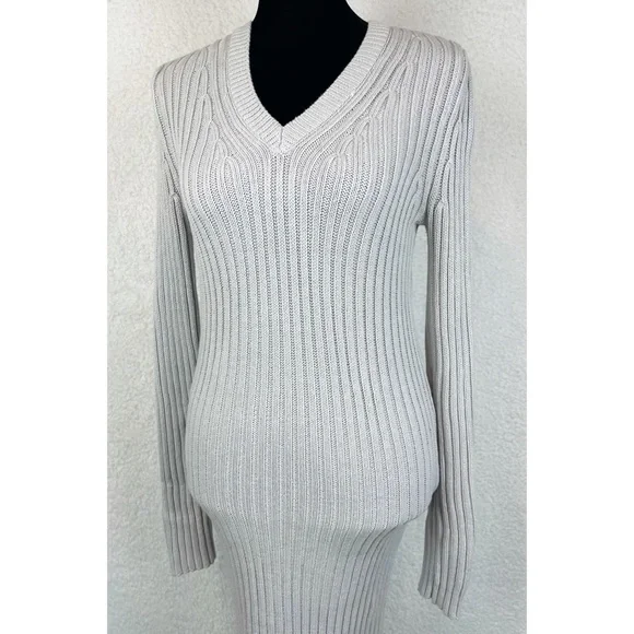 ROMEO & JULIET COUTURE • Grey Ribbed Knit Sweater Bodycon Midi Dress, M - Picture 4 of 13